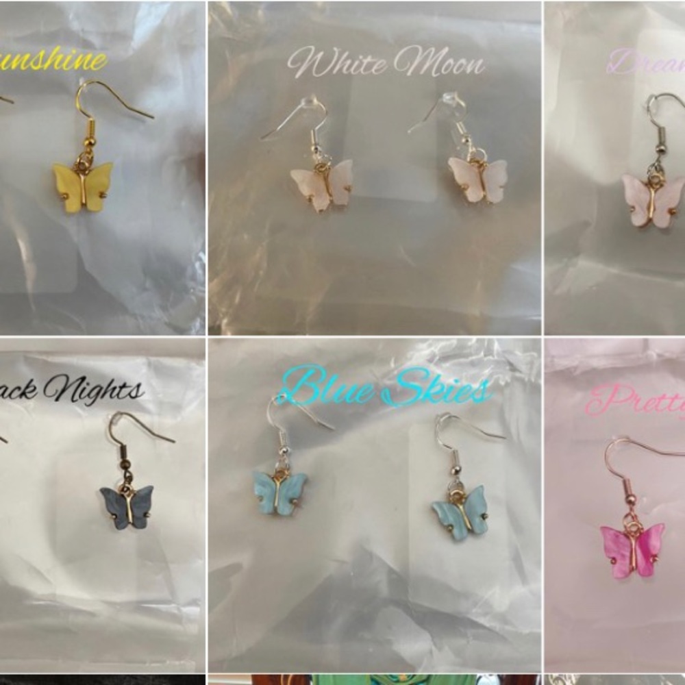YELLOW BLUE BLACK WHITE PURPLE PINK EARRINGS